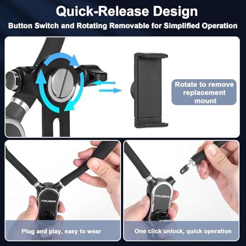 Magnetic Neck Phone Holder – 4-in-1 Hands-Free Mount for i Phone, Android, and Go Pro – Enhanced POV & Vlog Recording Accessory with Adjustable Comfort Neckband – Lightweight & Travel-Friendly Design for Effortless Content Creation – Ideal for Adventurers and Creators