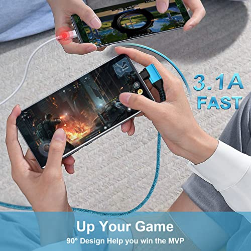 Experience Unmatched Charging Efficiency with the 6 ft USB C Power Cord 5-Pack – Featuring 90-Degree Right Angle Connector for Samsung Galaxy Devices – Fast Charging at 3.1 A – Durable Nylon Braided Design for Enhanced Longevity – Ideal for Home, Office, and Travel Use – Perfectly Compatible with Galaxy S25 Ultra, A16, A54, A14, A15, A25, A13 5 G, A53, S24, S23, S22, S21, S20 FE – Say Goodbye to Tangled Cords and Hello to Seamless Connectivity – Elevate Your Charging Game Today!