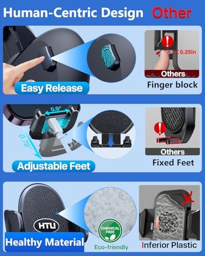 HTU Military-Grade Suction Car Phone Holder 2025 – Versatile Telescopic Arm Smartphone Mount for Dashboard & Windshield – Compatible with i Phone 16 Pro Max, 15, 14, 13, 12 & Samsung – Enhanced Stability for Trucks & Jeeps – Sleek Black Finish for Modern Interiors