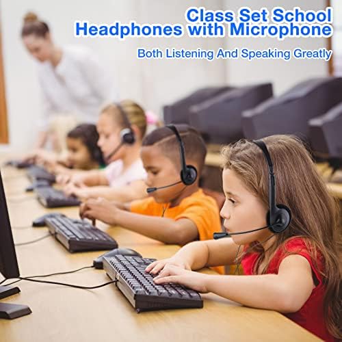 Yunsailing 30-Pack Classroom Headphones with Microphone – Lightweight Adjustable On-Ear Student Headphones for Enhanced Learning – Durable, Comfortable, and Ideal for Schools and Remote Learning Activities – Perfect Audio Solution for Group Engagement and Concentration