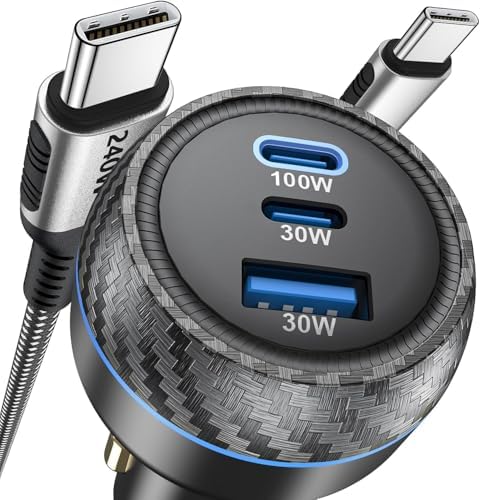 High-Power USB C Car Charger with Dual PD Ports – 100 W + 30 W Fast Charging Adapter for i Phone 15, Galaxy S24, Mac Book Pro, and More – Ultimate Multi-Device Compatibility and Safety Features for On-the-Go Charging Efficiency