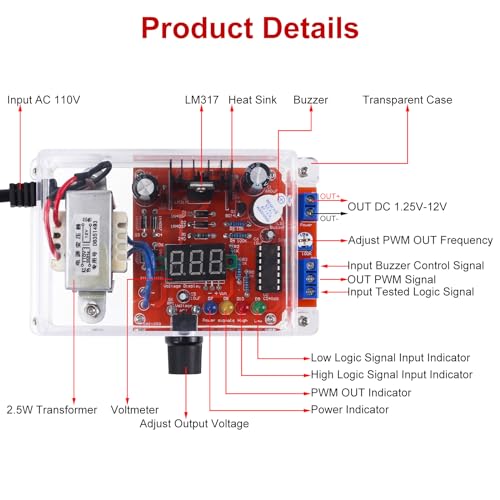 PEMENOL LM317 Adjustable Voltage Regulator DIY Kit – Custom AC-DC Converter with LED Display for Precision Voltage Control (1.25 V to 12 V) – Perfect for Electronics Projects and Warm Air Blower Solutions