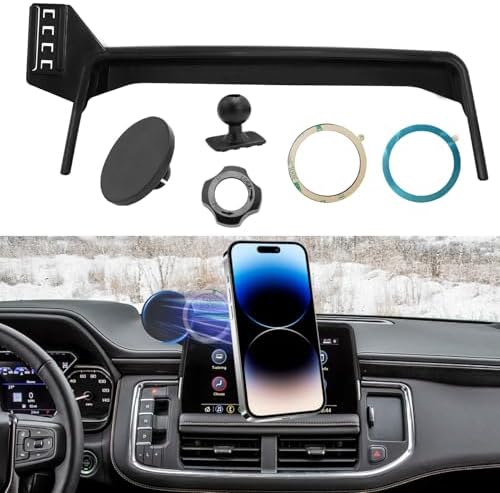 Magnetic Phone Holder Mount for Mazda CX5 (2021-2024) – 360° Rotating Anti-Shake Cradle with Built-in Organizer for 10.25″ Touchscreen – Sleek Black Design for Optimal Accessibility and Safety