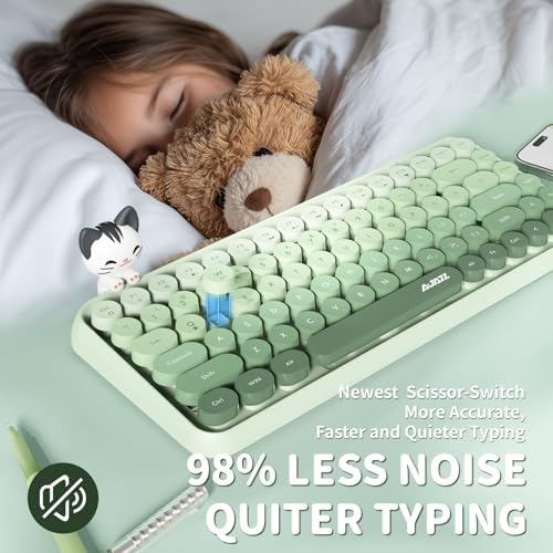 FELICON Retro Mini Wireless Bluetooth Keyboard – Portable 84-Key Typewriter Design for Android, i Pad, Windows & PC – Perfect Companion for Home & Office with Enhanced Compatibility and Rechargeable Battery