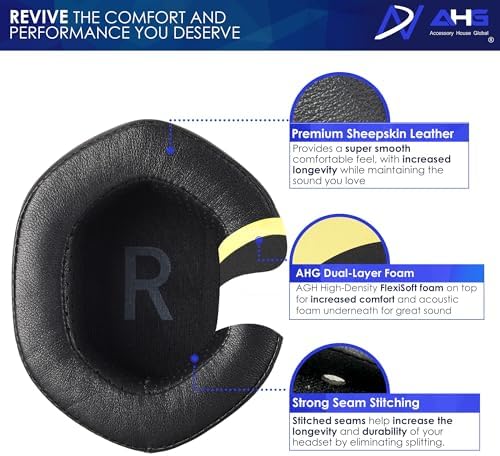 AHG Premium Sheepskin Earpads for V-Moda Crossfade Series – Ultimate Comfort and Acoustic Enhancement for Crossfade 3, M-100 Master, LP2 Wireless, and More with Effortless Installation and Luxurious Feel