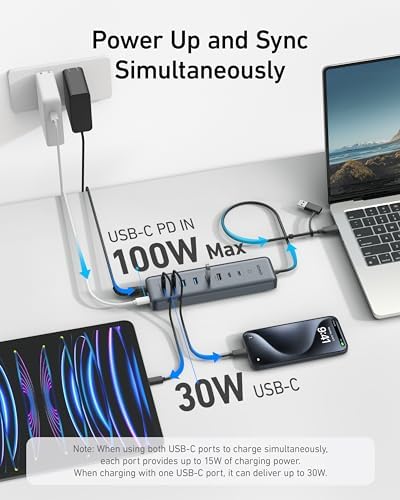 Anker 8-in-1 USB-C Hub: Versatile Data Splitter with High-Speed 5 Gbps Transfer, 3 USB-A & 4 USB-C Ports, 100 W Power Delivery for Rapid Charging, Compact Design Perfect for Mac Books, Laptops & i Pads – Supercharge Your Connectivity and Productivity Anywhere