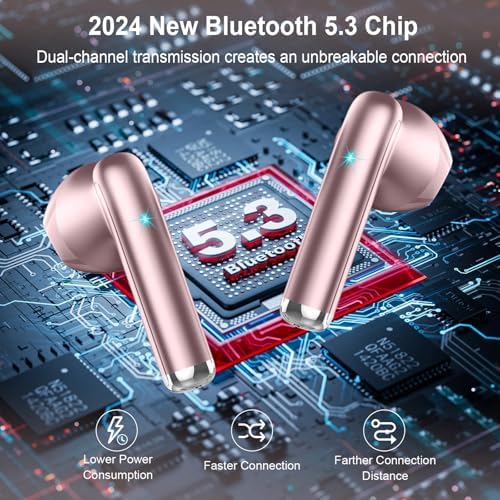 Advanced Bluetooth 5.3 Wireless Earbuds – Hi-Fi Stereo Sound for Ultimate Audio Experience, 4 ENC Mics for Superior Call Clarity, Featherlight 3 g Build for Unmatched Comfort, 30-Hour Playtime with Sleek USB-C Charging Case, IP7 Waterproof for All-Weather Durability, Seamlessly Compatible with Android & i OS – Ideal for Music Aficionados and On-the-Go Professionals