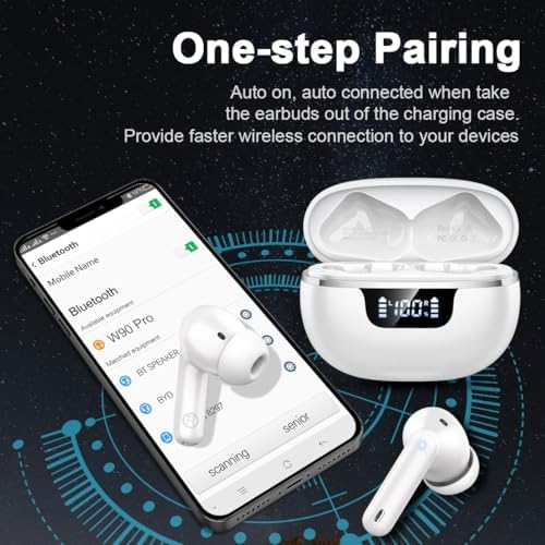 Revolutionary Bluetooth 5.4 Wireless Earbuds with Advanced Active Noise Cancellation – Enjoy Uninterrupted 40 Hours of Playtime, Ergonomic Design for Supreme Comfort, Featuring Immersive Stereo Sound and LED Battery Indicator – Effortlessly Connect to All Devices for an Enhanced Audio Journey