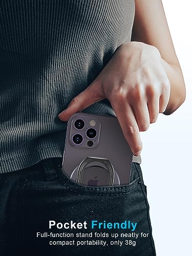 2025 SUPERONE Mag Safe Phone Ring Holder – Versatile Adjustable Magnetic Kickstand & Detachable Grip for i Phone 12-16 Series – Vibrant Purple for Enhanced Wireless Charging & Effortless Hands-Free Functionality – Transform Your Smartphone Use with Style and Practicality