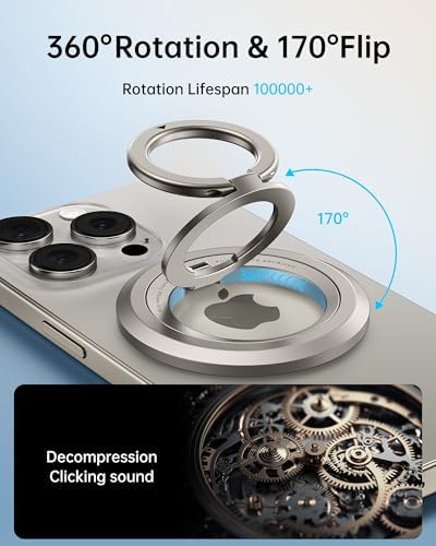 Syncwire Magnetic Phone Ring Holder – Titanium Alloy Kickstand for i Phone 12-16 Pro Max & Compatible Android Devices – Ergonomic Design, Enhanced Mag Safe Stability, Lightweight Grip for Ultimate Hands-Free Convenience