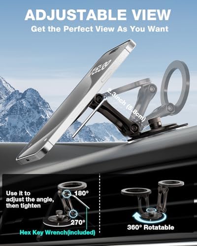 Elevate Your Tesla Experience with the Smolink All-Metal Magnetic Phone Mount – Premium Magnetic Holder for Tesla Model 3, Y, S, X, Compatible with Mag Safe and All Smartphones, Foldable Design for Sleek Aesthetics and Enhanced Durability, Perfect Car Dashboard Accessory for Hands-Free Navigation and Secure Device Attachment, Black Finish for a Refined Look