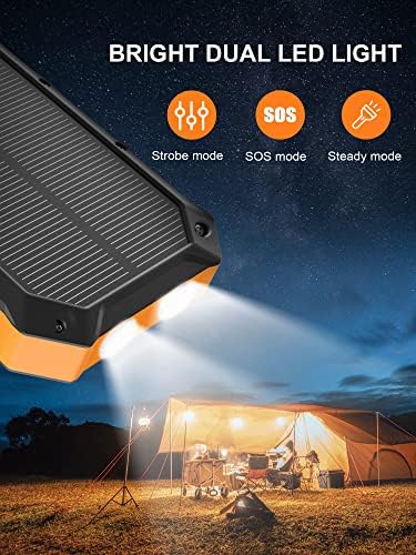 Ultimate 38800 m Ah Waterproof Solar Power Bank – High-Capacity Outdoor Charger with Dual USB-C Ports & Integrated LED Flashlights for i Phone, Samsung, i Pad – Perfect for Camping, Hiking, and Outdoor Adventures