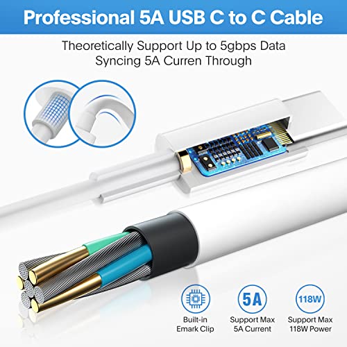 Ultra-Fast 118 W USB-C Power Adapter for Mac Book Pro & Air – High-Efficiency Charger Compatible with M1, M2, M3, M4 Models, i Pad Pro, and All USB-C Devices – Compact, Safe, and Portable 6.6 ft Charging Cable Included