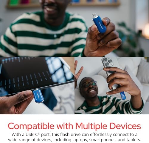 Unlock Ultimate Data Storage with Verbatim 256 GB USB-C Flash Drive – High-Speed USB 3.2 Gen 1 for Seamless File Transfers – Sleek and Portable Blue Thumb Drive for Students and Professionals