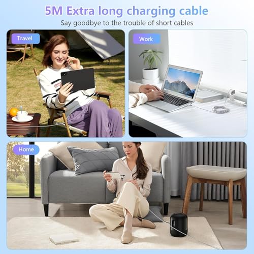 16 FT 4-in-1 USB C Charging Cable – Fast 60 W Lightning, Type C & USB A Compatibility for i Phone 15/14/13/12, Mac Book, i Pad & Samsung – Ultimate Versatile Charging & Data Transfer Solution for On-the-Go Power Users