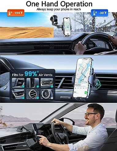 Ultimate Car Phone Holder Mount for Dashboard & Windshield – Versatile Hands-Free Stand for i Phone & Android Smartphones – Adjustable, Rotatable Design for Optimal Viewing Angles – Durable Grip for Bumpy Rides – Enhanced Compatibility with All Smartphone Sizes – Effortless Installation & Secure Fit for Maximum Safety and Convenience