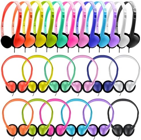 Classroom-Ready Wired Headphones – 25 Pack Durable On-Ear Audio Solution for Students, Comfortable Fit for Enhanced Learning, Ideal for Group Activities and Educational Use