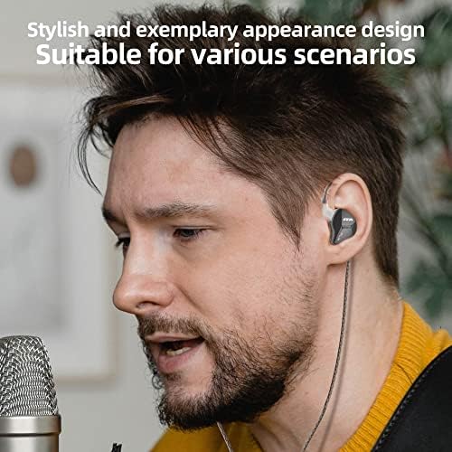 Elevate Your Audio Experience with CCA Polaris Dual Driver Wired Earbuds – Customizable In-Ear Monitors with 4 Tuning Switches & Detachable Cable for Musicians, Singers, and DJs (Gun, with Mic) – Unmatched Sound Clarity and Comfort for Professionals and Enthusiasts