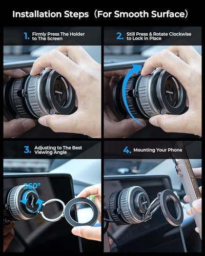 DIMONCOAT 2025 Upgraded 360° Rotation Vacuum Magnetic Phone Holder for Car,for Suction Cup Phone Mount Stand [109+LBS Strongest Suction & Magnetic] Adjustable Swivel Lock, for Your Car/Mirror – Enhanced Compatibility and Speed