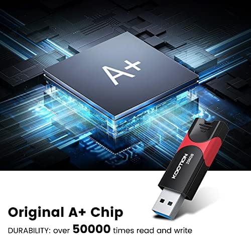 KOOTION 256 GB USB 3.0 Flash Drive – High-Speed Retractable Thumb Drive with Rugged Design and LED Indicator for Reliable Data Storage and Transfer – Ideal Memory Stick for Professionals and Students