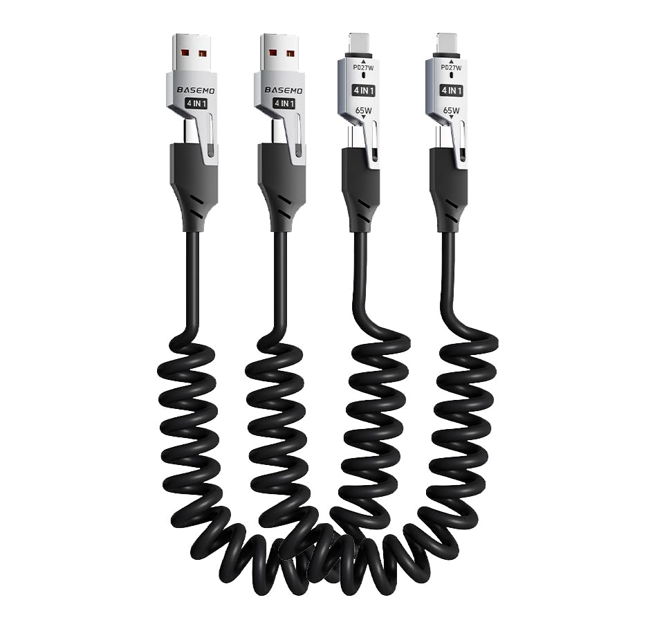 4-in-1 Supercharging Cable for Apple Devices – High-Speed USB-C & Type-C Charging Solution with Durable Spring Wire Design for Mac Book, i Pad, i Phone – Portable Multi-Functional Charging Accessory for Effortless Power Delivery