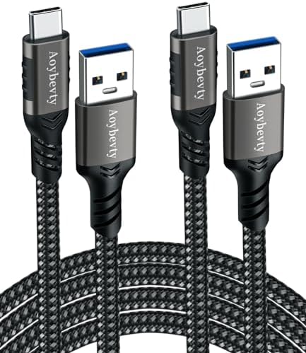 High-Speed USB A to USB C Cable (3.3 FT & 10 FT) – 10 Gbps Data Transfer, 60 W Fast Charging for Samsung Galaxy S23/S22/S21/S20/S10 Ultra & All Type C Devices – Durable Nylon Braided Design for Ultimate Flexibility and Performance
