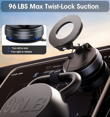 Revolutionize Your Driving with the 2026 Advanced Magnetic Car Phone Holder – 360° Rotatable, 96 LBS Ultra Suction Cup Mount for Ultimate Stability – Perfect for Mag Safe i Phone & Android Devices – Effortless Installation & Enhanced Safety for Gym, Home, and On-the-Go Usage