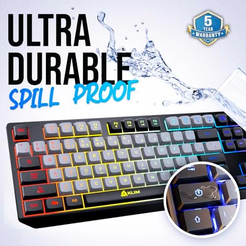 KLIM Chroma RGB Wireless Gaming Keyboard – Ultimate Performance with Long-Lasting Rechargeable Battery, Quick Typing & Water-Resistant Design for PC, PS5, PS4 & Mac – Elevate Your Gameplay with Stunning Backlighting & Enhanced Compatibility