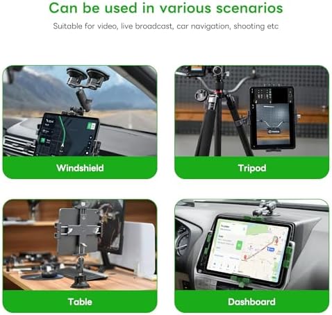 FANAUE 360° Rotatable i Pad Holder for Car – Versatile Tablet Mount for Vehicles, Windshield & Dashboard – Compatible with 8-12.9″ i Pad Mini & Pro Models – Sturdy Aluminum Alloy Design for Enhanced Navigation & Entertainment on the Go