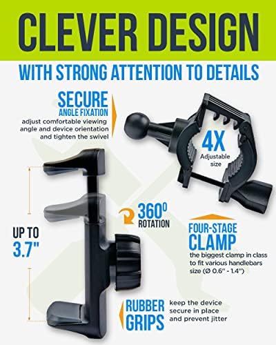 Ultimate Metal Smartphone Bike & Motorcycle Holder – Unbreakable Handlebar Mount for i Phone 16 Pro Max & Galaxy S25 – Secure, Durable, and Versatile Cell Phone Cradle for Safe Navigation on Bikes, Scooters, and Motorcycles – 360-Degree Rotation for Optimal Viewing – Enhanced Grip Technology for Ultimate Stability and Safety