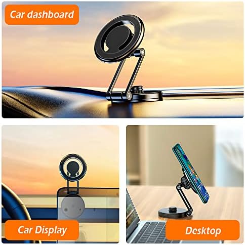 Salior Universal Magnetic Phone Holder for Car – 48 N50 Super Strong Magnets, 360-Degree Adjustable Mount for Ultimate Viewing Flexibility, Sleek Black Design, Effortless One-Handed Operation, Compatible with All Smartphones for Enhanced Driving Safety and Convenience