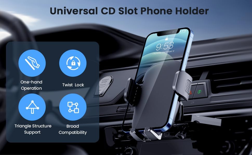 Qifutan Universal Car Phone Holder – Secure Dashboard Mount for All Smartphone Models with 360-Degree Rotation and Strong Adhesive Base – Enhance Driving Safety and Hands-Free Convenience