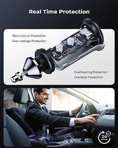 VOLTME 30 W USB C PD 3.0 Car Charger – Fast Charging Dual Port Adapter for i Phone 14/13/12/11 Pro Max, Samsung Galaxy S23/S22/S21, and More – Sleek Navy Blue Design for Universal Compatibility and Efficient Power Delivery on the Go