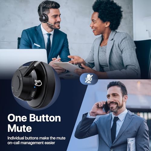 Advanced Bluetooth Headset with Noise-Canceling Microphone – V5.4 Wireless Technology for Effortless Multipoint Connectivity – Ultra-Lightweight Design Perfect for Work, Zoom Meetings, and Mobile Calls – Ideal for Noisy Environments – Stylish Black Finish