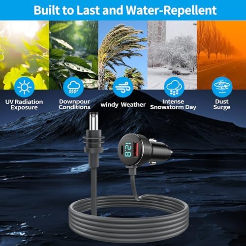 Ultimate 10 FT Power DC Cable for Starlink Mini – Versatile 3-in-1 Car Charger Adapter with USB-C PD and USB A Ports, Compatible with 12.8 V-24 V Vehicles, Featuring Digital Display for Real-Time Monitoring – Perfect for Trucks, Cars, Buses, and Boats