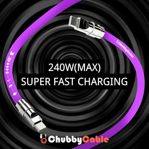 chubbycable Mirrored Head Chubby – 240W Fast Charging Cable Ultra-Thick Silicone USB C Cable Phones Tablets C to C Charger Cord, Red, Type-C to Type-C, 3.3FT – Enhanced Compatibility and Speed