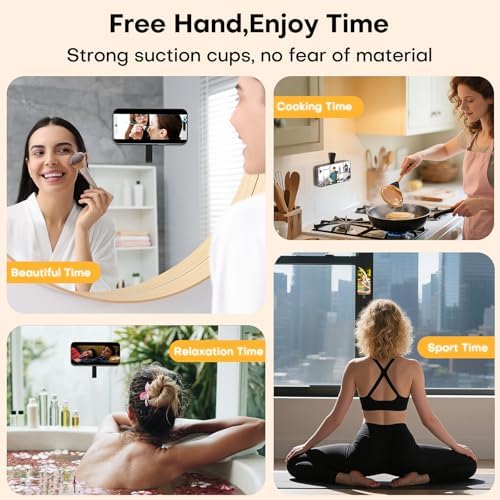 Universal Magnetic Suction Phone Grip by TAURI – 360° Rotating Hands-Free Holder for i Phone 16 Pro Max, i Phone 15, Android & Samsung S25 – Durable Silicone Design for Secure Grip and Enhanced Usability, Perfect for Multitasking and Easy Transport