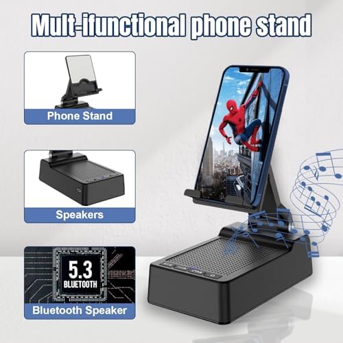 Gifts for Men,Cell Phone Stand with Wireless Bluetooth Speaker Anti-Slip Base HD Surround Sound Compatible with iPhone Smartphones,Cool Gadgets for Men,Birthday Gifts for Him Husband Boyfriend – Enhanced Compatibility and Speed