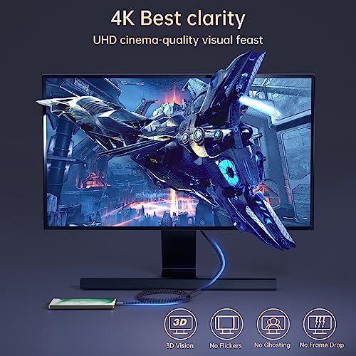 Long USB C Monitor Cable 10FT, 4K@60Hz Video Output 100W PD Charging, 20Gbps Data Transfer, Long USB C 3.2 Gen 2×2 Cable for MacBook, iPad, Dell, LG, ARZOPA, KYY for Portable Monitor – Enhanced Compatibility and Speed
