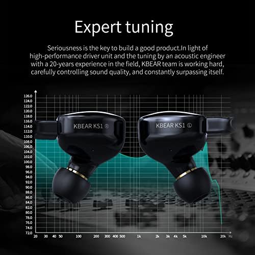 KBEAR KS1 Wired In-Ear Headphones – Premium Deep Bass Earbuds with Noise Cancellation for Gamers and Musicians, Featuring Dynamic Driver and Secure Ear Hooks for Enhanced Performance in Black – Your Ultimate Audio Solution for Gaming and Live Stages