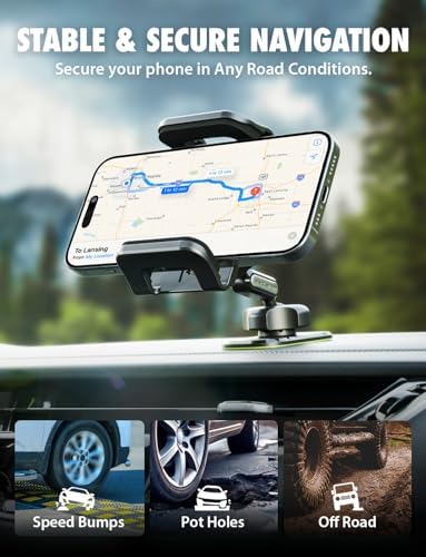 Ultimate Bracketron Car Phone Holder – Versatile Trip Grip Mount for Dashboard & Air Vent with 360-Degree Rotation, One-Handed Release for i Phone, Samsung & Android – Secure, Stylish, and Convenient Driving Companion