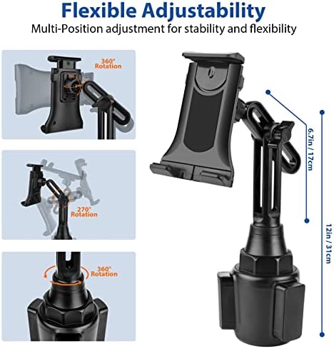 Ultimate le Quiven 360-Degree Car Cup Holder for Phones and Tablets – Versatile Mount for i Phone, Galaxy, and i Pad Mini – Enhanced Stability and Hands-Free Convenience for Safe Driving and Optimal Viewing