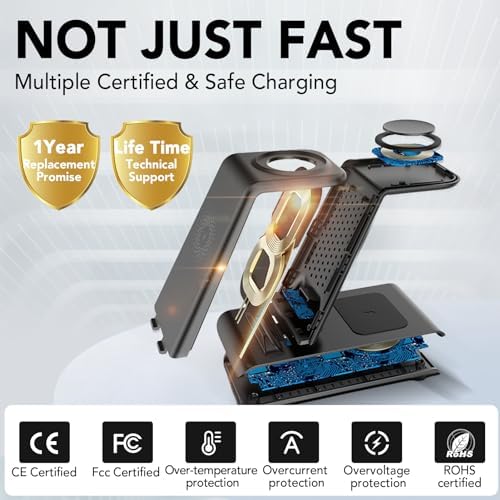 HATALKIN Advanced 3-in-1 Wireless Charging Hub: Ultimate Power Station for Apple Watch, i Phone 16/15/14/13/12 Pro Max/X/XS, and Air Pods Pro – Rapid Intelligent Charging in a Modern, Space-Saving Design for Effortless Home and Office Efficiency