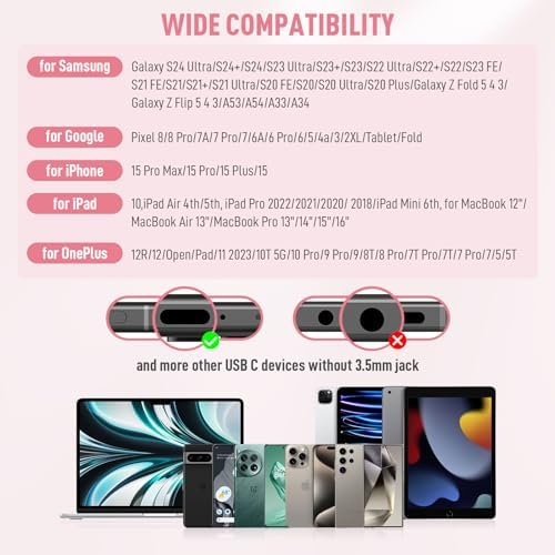 High-Performance USB C Headphones for Samsung S25 Ultra and i Phone 16 – Hi-Fi Stereo Wired Earbuds with Microphone and Volume Control, Magnetic Design for Tangle-Free Storage – Enhanced Compatibility with Galaxy Flip, Pixel 9, S24, S23 FE, and More