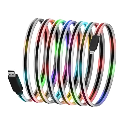 Ultra-Long 10 FT Apple MFi Certified Lightning Charging Cable with LED Indicator – Fast Charge for i Phone 14/14 Pro/Max, 13, 12, 11 Pro Plus, i Pad Pro/Air/Mini, and i Pod Touch – Enhanced Durability and Stylish Glowing Light Feature for Effortless Device Use