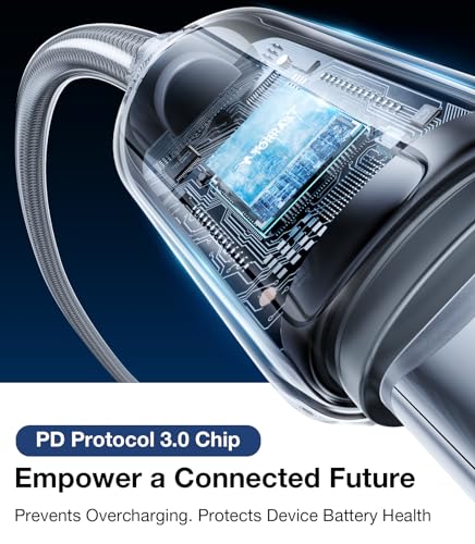 TORRAS 6 ft USB C to USB C Cable – Military-Grade Durability with 60 W Fast Charging for i Phone 15 Pro Max & Samsung S24/23 – Sleek Black, Tangle-Free Flexibility for Travel, Office & Home, Compatible with Mac Book Air/Pro 2020 & i Pad Pro/Air/Mini