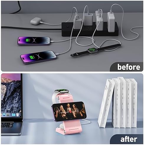 Innovative 3-in-1 Magnetic Wireless Charging Station – Premium Foldable Dock for i Phone 16/15/14/13/12, Apple Watch Ultra/Series 9-2, and Air Pods – Ultimate Travel-Friendly Power Hub with Superior Rapid Charging for Tech Savvy Professionals and On-the-Go Users