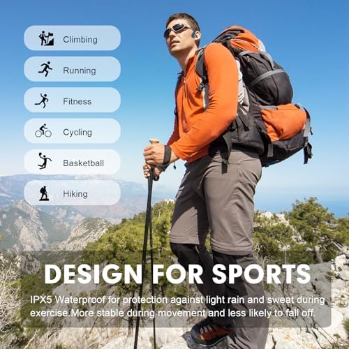 Revolutionary Bone Conduction Wireless Sport Earbuds – Open Ear Design for Enhanced Awareness and Comfort – Sweatproof Bluetooth 5.2 Headphones for Running, Gym, and Hands-Free Calls – Lightweight Ergonomic Fit for Active Lifestyles – Waterproof Technology for Ultimate Durability and Performance