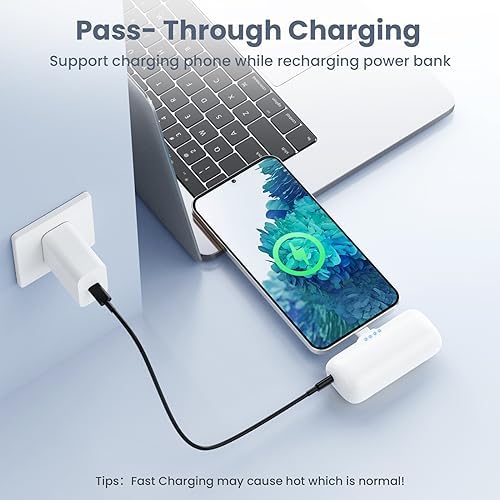 Dual-Pack Mini Portable Charger 5000 m Ah Power Bank – Fast Charging with 3 A PD USB-C Output, LCD Display for Real-Time Battery Monitoring, Compatible with i Phone 16/15 Series, Android, Samsung, Moto, LG – Ultimate On-the-Go Power Solution