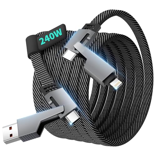 100W USB C Multi Charging Cable,3 in 1 USB C Cable Fast Charging with E-Mark Chip,Universal Charging Cable with Type-C, Micro USB,IP Port for iPhone16/15/Cell Phones and More – Enhanced Compatibility and Speed